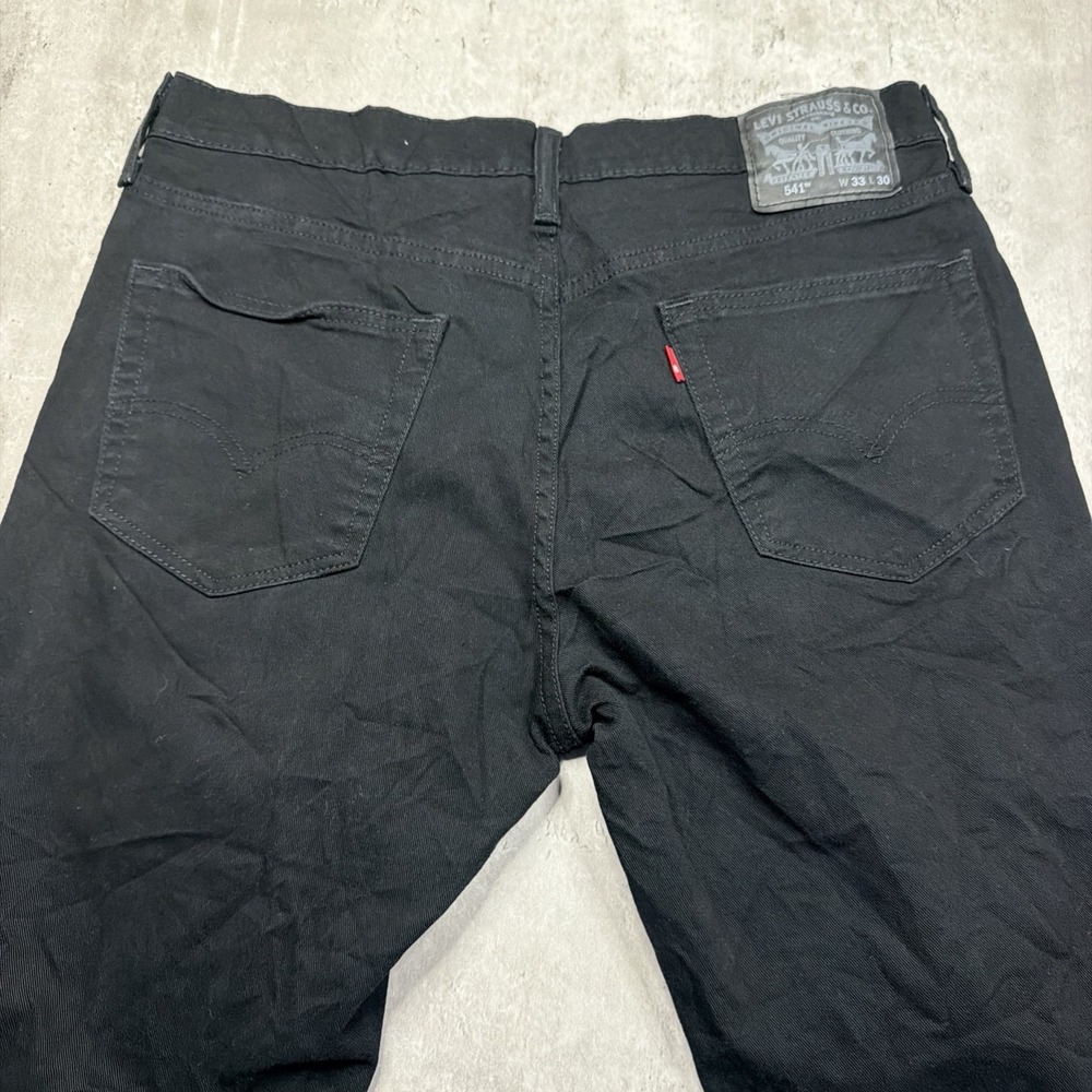 Levis 541 Athletic Fit Stretch Black Denim Jeans Mens Size 33 x 30 Workwear USA - Picture 11 of 12